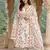 orange and white pure cotton a-line pleated kurta set