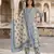 blue and white pure cotton a-line regular kurta set