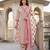 Anouk pink and white pure cotton a-line regular kurta set
