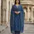 blue pure cotton a-line regular kurta set