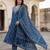Anouk blue pure cotton a-line regular kurta set