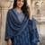 Anouk blue pure cotton a-line regular kurta set