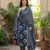 blue pure cotton a-line princess cut kurta set