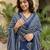 Anouk blue pure cotton a-line priencess cut kurta set