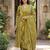 Anouk olive green pure cotton a-line priencess cut kurta set