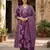 purple pure cotton a-line princess cut kurta set