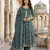 teal blue and cream pure cotton anarkali regular kurta set