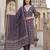 Anouk purple and cream pure cotton straight regular kurta set
