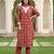 Anouk red and cream pure cotton straight regular kurta set