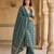 Anouk teal blue and cream pure cotton straight regular kurta set