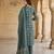 Anouk teal blue and cream pure cotton straight regular kurta set