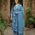 blue pure cotton straight regular kurta set