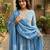 Anouk blue pure cotton anarkali angrakha kurta set