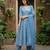Anouk blue pure cotton anarkali angrakha kurta set