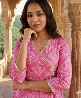 pink pure cotton anarkali angrakha kurta set 4