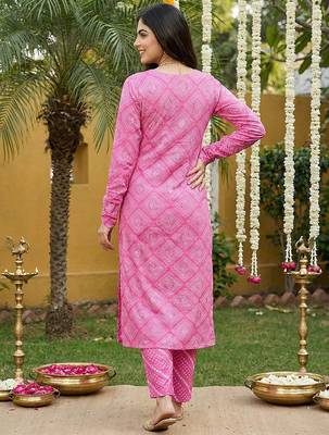 pink pure cotton straight regular kurta set 3