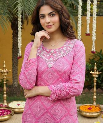 pink pure cotton straight regular kurta set 4