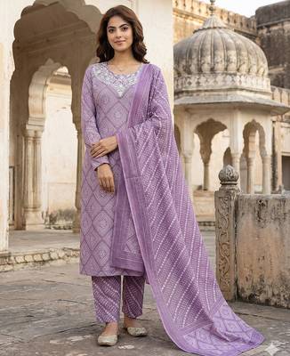 light purple pure cotton straight regular kurta set 1