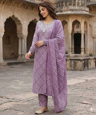 light purple pure cotton straight regular kurta set 2
