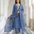 Anouk blue pure cotton straight regular kurta set