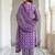 Anouk purple pure cotton straight regular kurta set