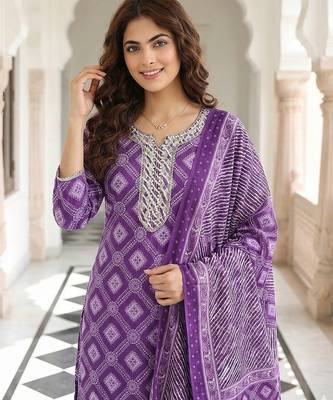 purple pure cotton straight regular kurta set 4