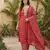 red pure cotton straight regular kurta set