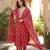 Anouk red pure cotton straight regular kurta set