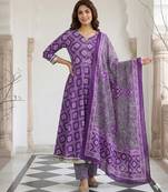 Anouk purple pure cotton anarkali regular kurta set