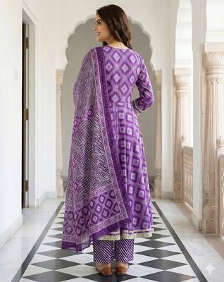 purple pure cotton anarkali regular kurta set 3
