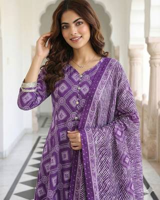 purple pure cotton anarkali regular kurta set 4