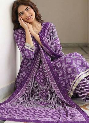purple pure cotton anarkali regular kurta set 5