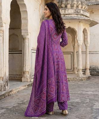 purple pure cotton anarkali regular kurta set 3