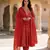 red pure cotton anarkali regular kurta set