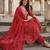 Anouk red pure cotton anarkali regular kurta set