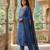 Anouk blue pure cotton straight regular kurta set