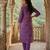 Anouk purple pure cotton straight regular kurta set
