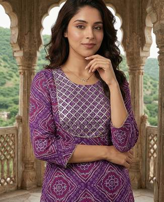 purple pure cotton straight regular kurta set 4