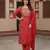 red pure cotton straight regular kurta set