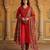 Anouk red pure cotton straight regular kurta set