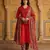 red pure cotton straight regular kurta set