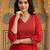 Anouk red pure cotton straight regular kurta set