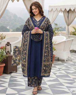 blue pure cotton straight regular kurta set 5