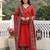 Anouk red pure cotton straight regular kurta set