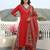 Anouk red pure cotton straight regular kurta set