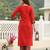 Anouk red pure cotton straight regular kurta set