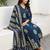 Anouk blue and cream pure cotton straight regular kurta set