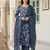 blue pure cotton straight regular kurta set