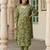 Anouk green pure cotton straight regular kurta set