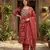 red pure cotton straight regular kurta set